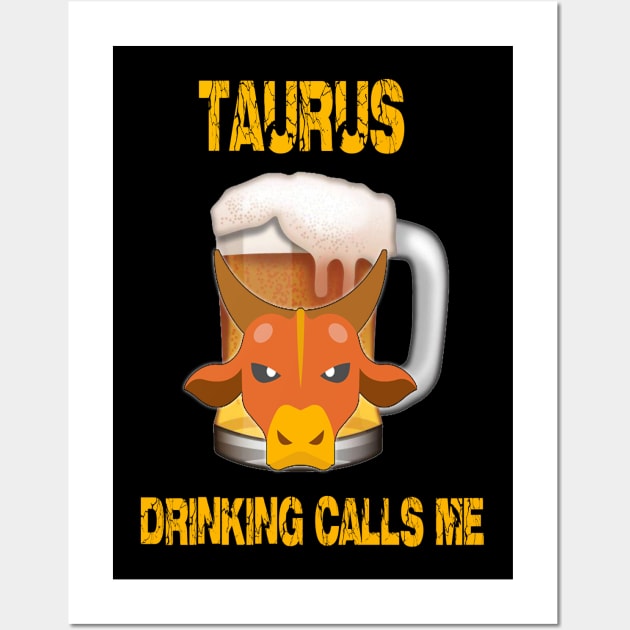 Taurus Sign Funny Beer T-Shirt Wall Art by Cervezas del Zodiaco